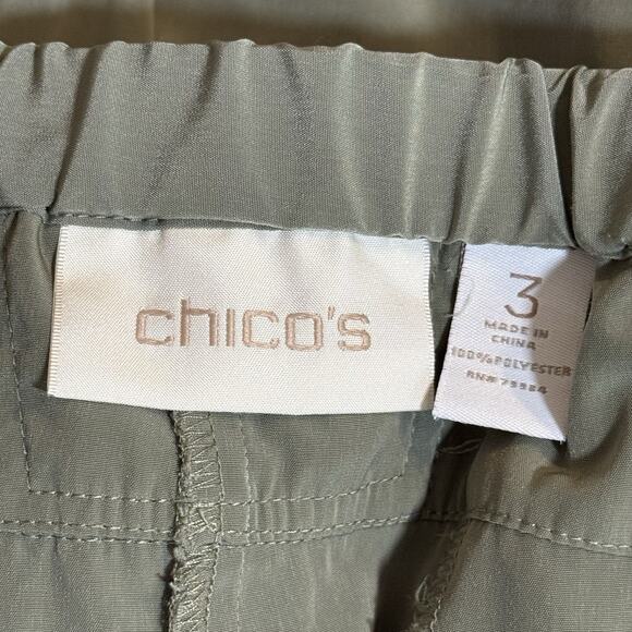 Chico's Women Pull On Elastic Waist Pants Size 3 XL Olive Green Cinch Ankles - Picture 6 of 6